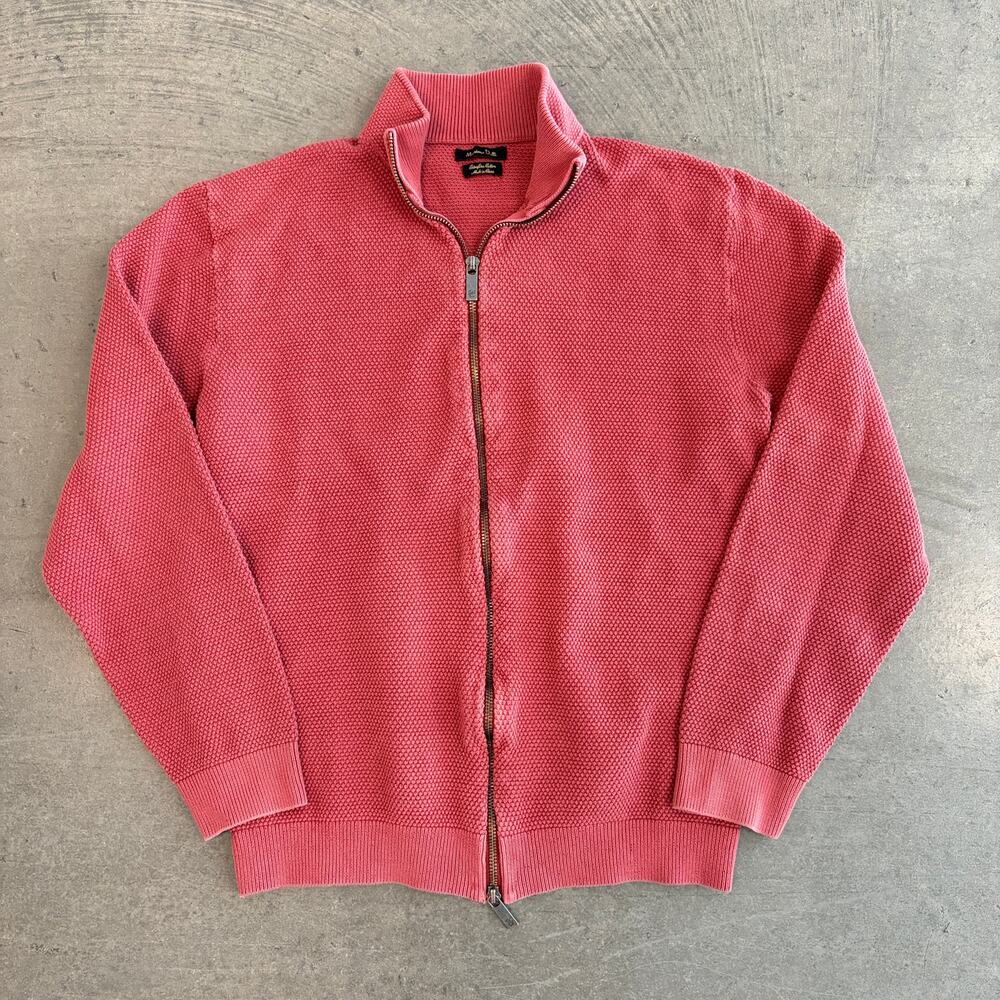 Vintage Y2k Extra Fine Cotton Waffle Thermal Full Zip Nature Red Longsleeve S